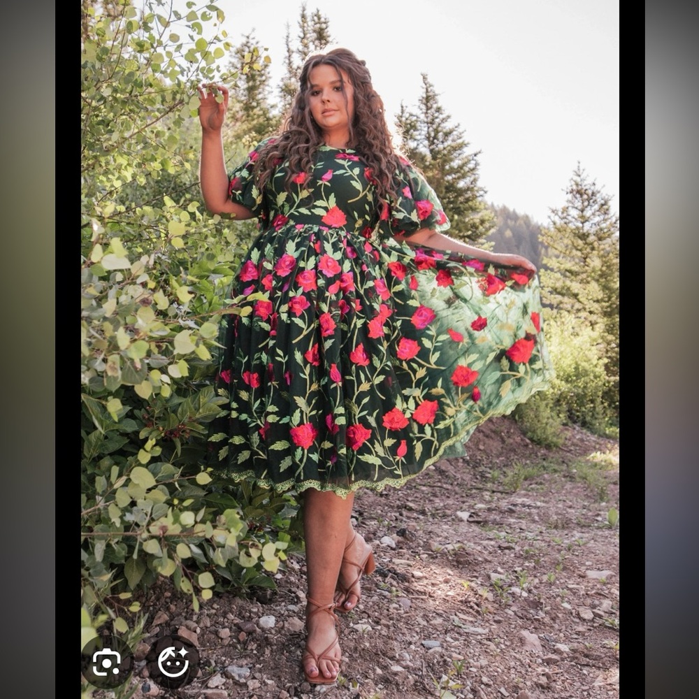 BNWOT JessaKae Rosette Floral Midi Dress
